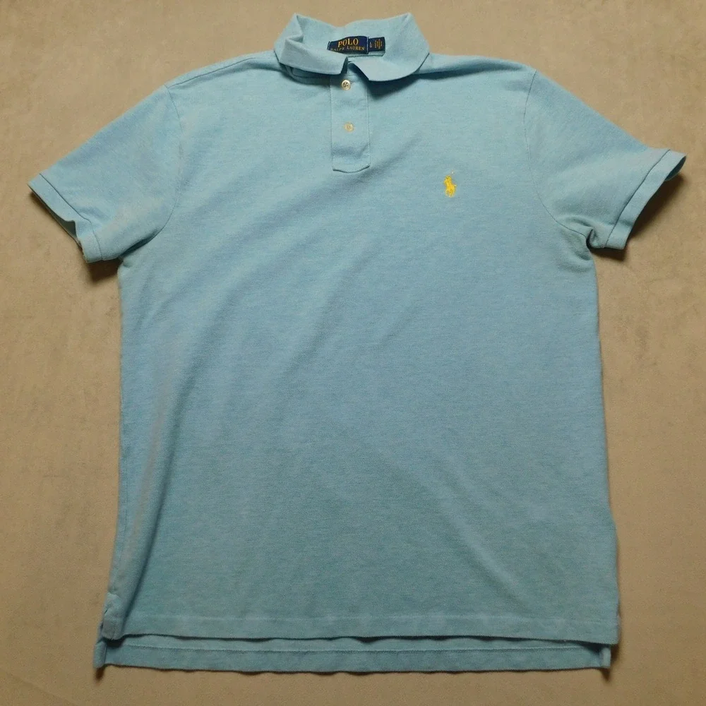 Polo Ralph Lauren Mens Light Blue Heather Short Sleeve Polo Shirt Large Pony‎
